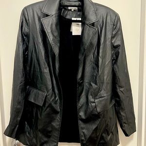 NWT WeWoreWhat faux leather speckled blazer